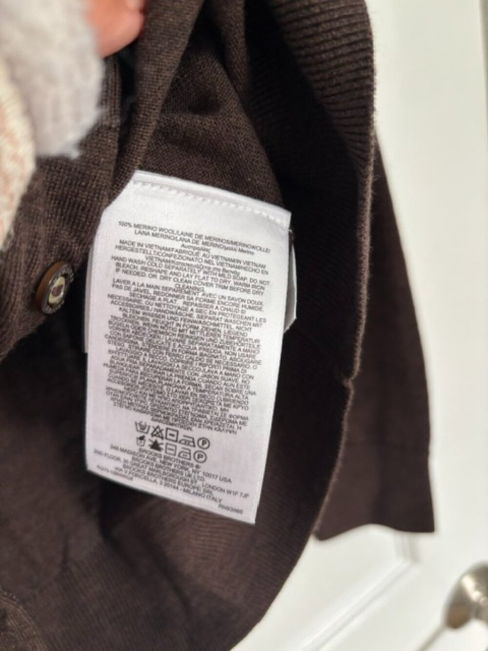 Brooks Brothers Super Fine Merino Brown Cardigan Size S - Picture 3 of 5
